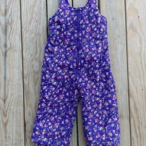 Floral Purple vintage  Kids snow bibs snowsuit